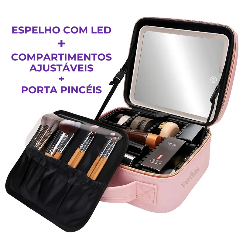 Maleta De Maquiagem Completa - Com Espelho e Iluminação!
