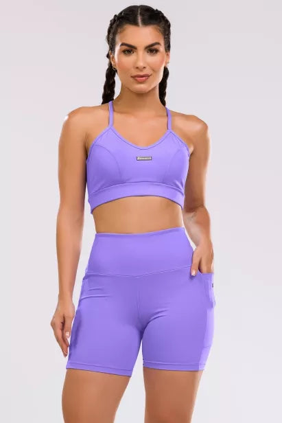 Short Essential Lilás em Suplex Poliamida