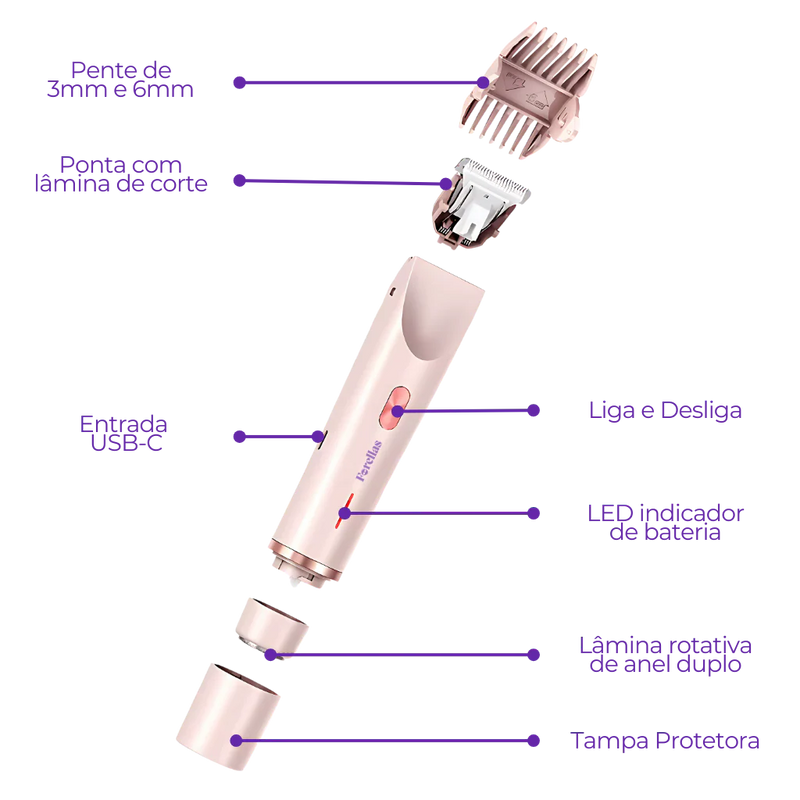 Aparador de Pelos Feminino – Fácial e Íntimo à Prova d’Água!