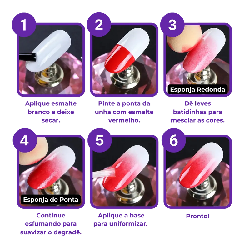 Pincel Degradê para Unhas - Faça Nail Art Fácil em Casa!