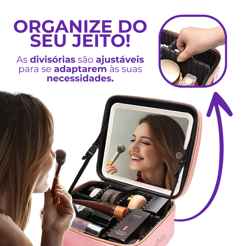 Maleta De Maquiagem Completa - Com Espelho e Iluminação!