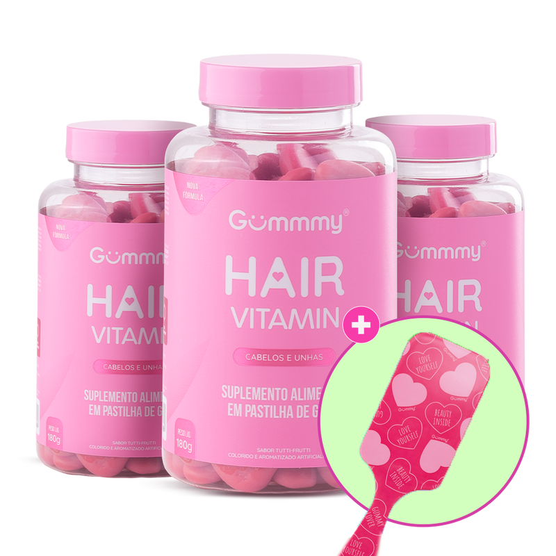 3 Gummy Hair + Escova Love Yourself