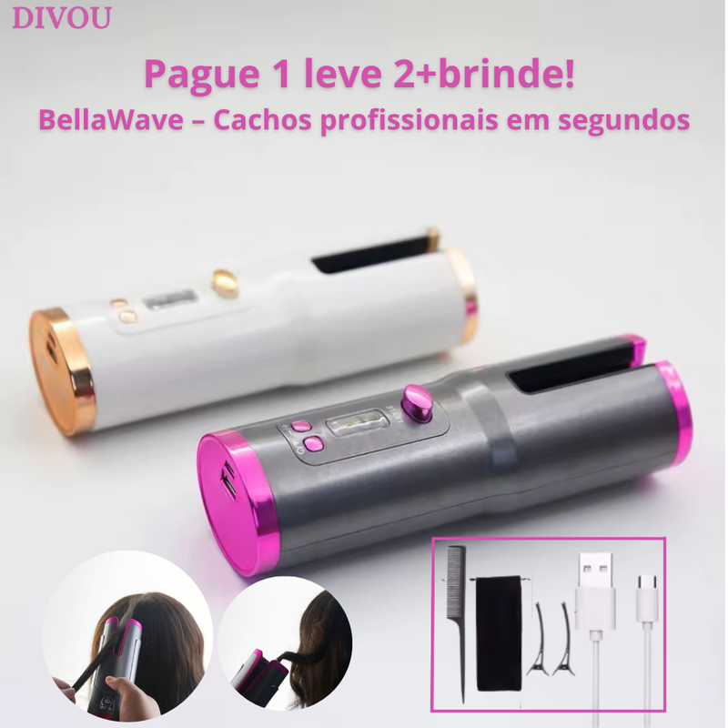 Pague 1 leve 2+brinde! BellaWave – Cachos profissionais em segundos. Portátil, Prático e Rápido!