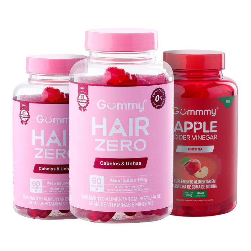 2 Gummy Hair Zero + 1 Vinagre de Maçã
