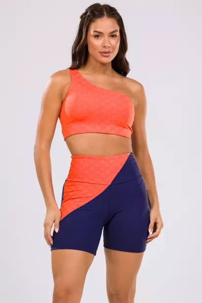Short Lotus Azul Marinho em Suplex Poliamida e Jacquard