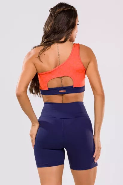 Short Lotus Azul Marinho em Suplex Poliamida e Jacquard