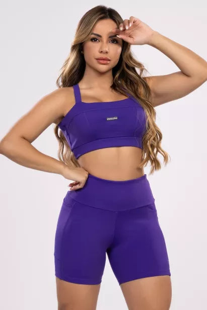 Short Essential Roxo Violeta em Suplex Poliamida com Bolso
